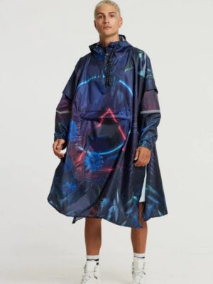 Poncho impermeabile "Neon Forest" 100% pet ricicl.