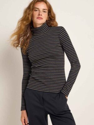 Maglia collo alto righe in cotone