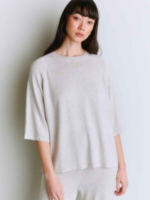 Top boxy mezza manica bambù-cashmere